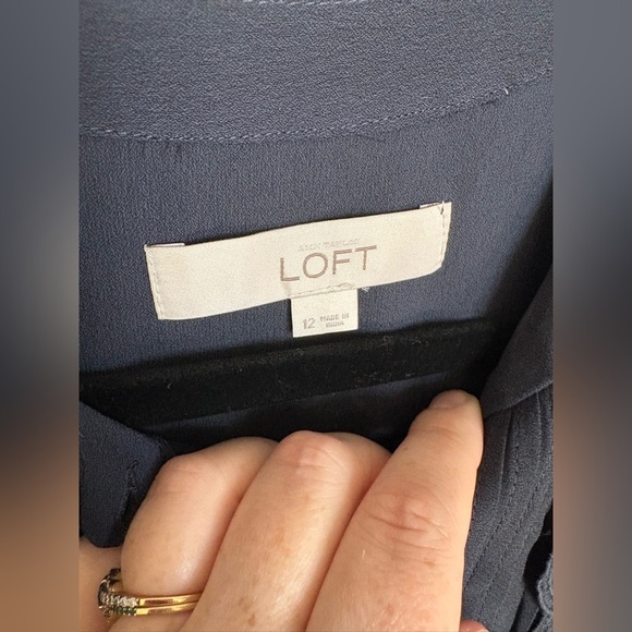 LOFT Navy Blue Embroidered Drop-Waist Dress – Size 12 – Dark Boho Beauty - Picture 6 of 14